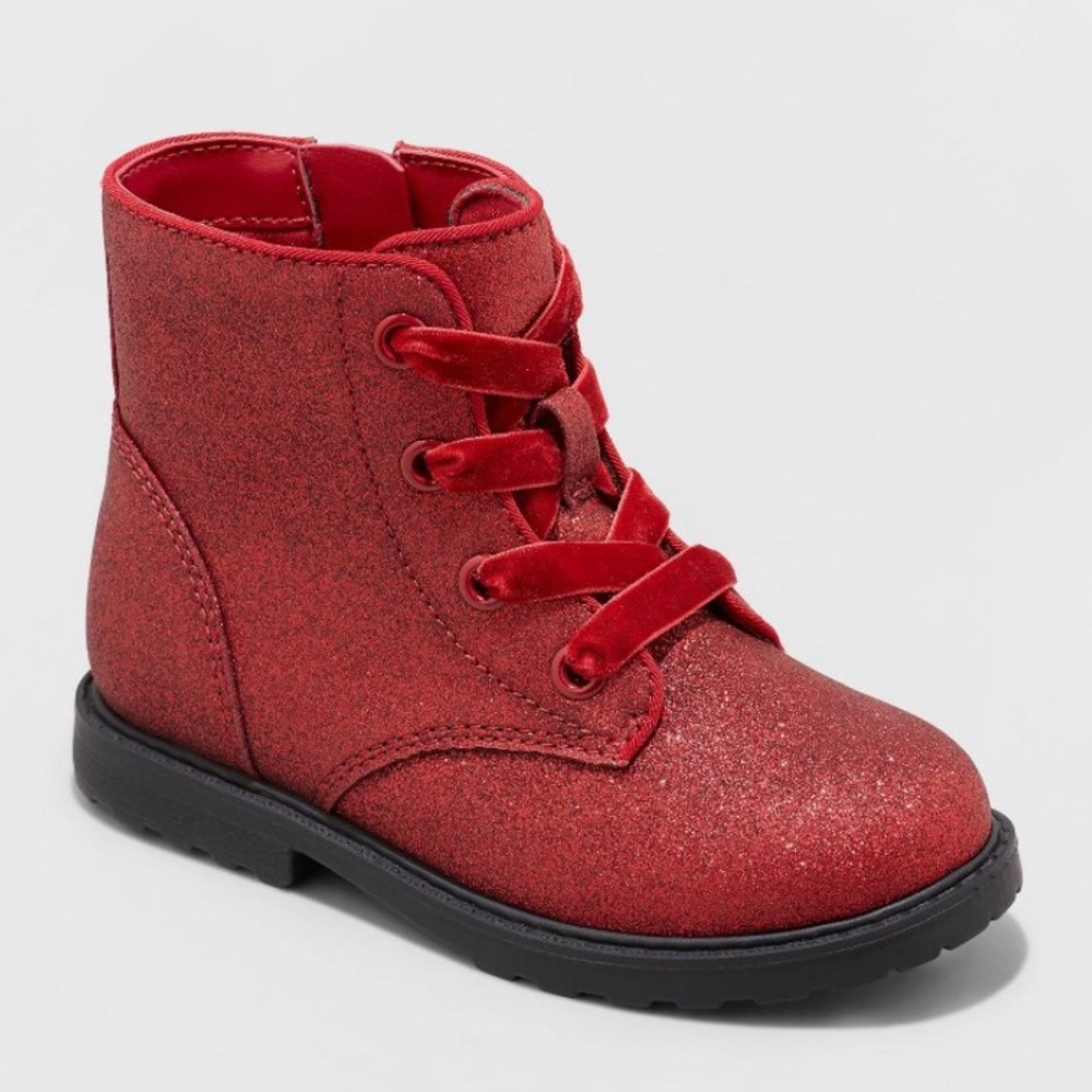 Cat & Jack Red Glitter Boots - NEW